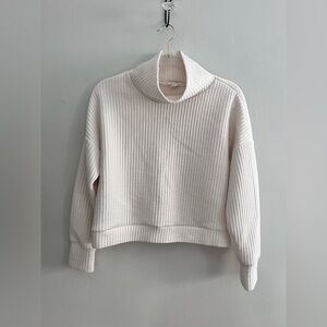 FOR THE REPUBLIC Ivory Ribbed Turtleneck Sweatshirt